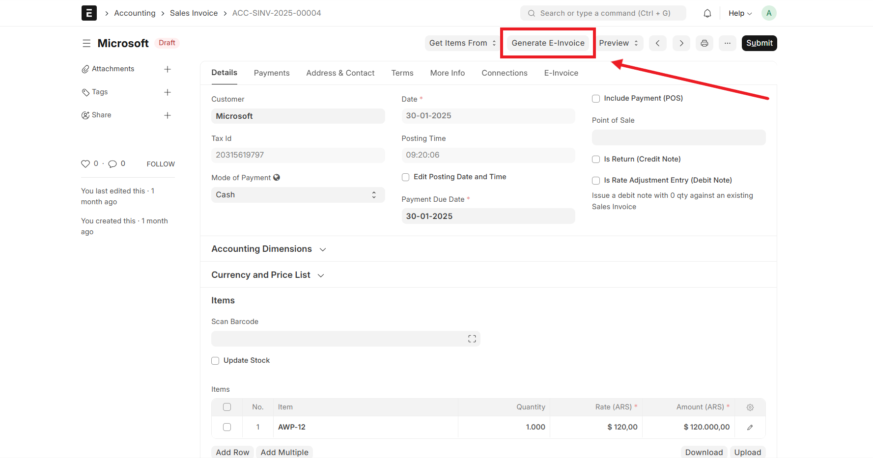 Generate Electronic-Invoice